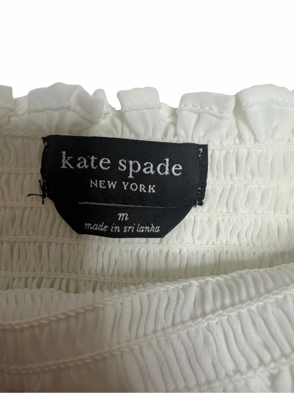 Kate Spade New York Swiss Dot Smocked Midi Dress White Tie Strap Medium